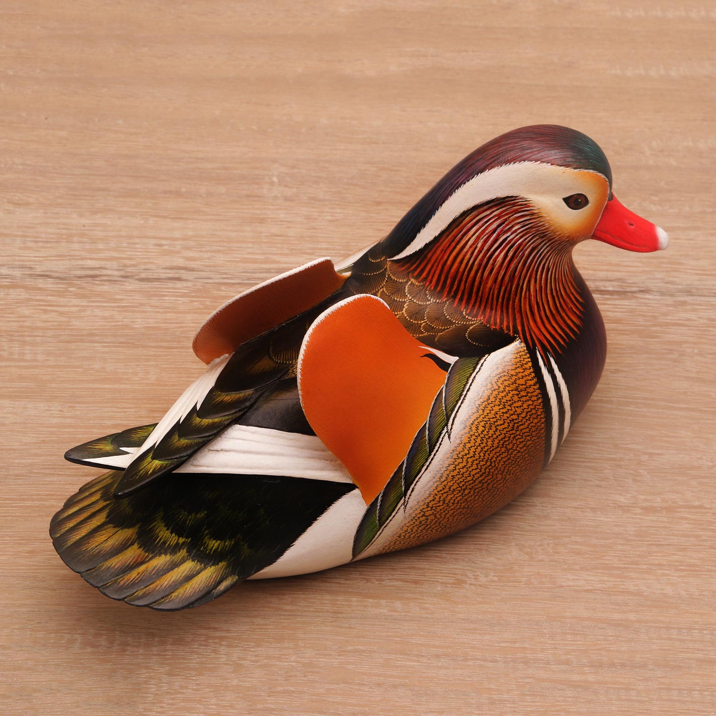 Mandarin Duck Original Hand Carved Wood Sculpture