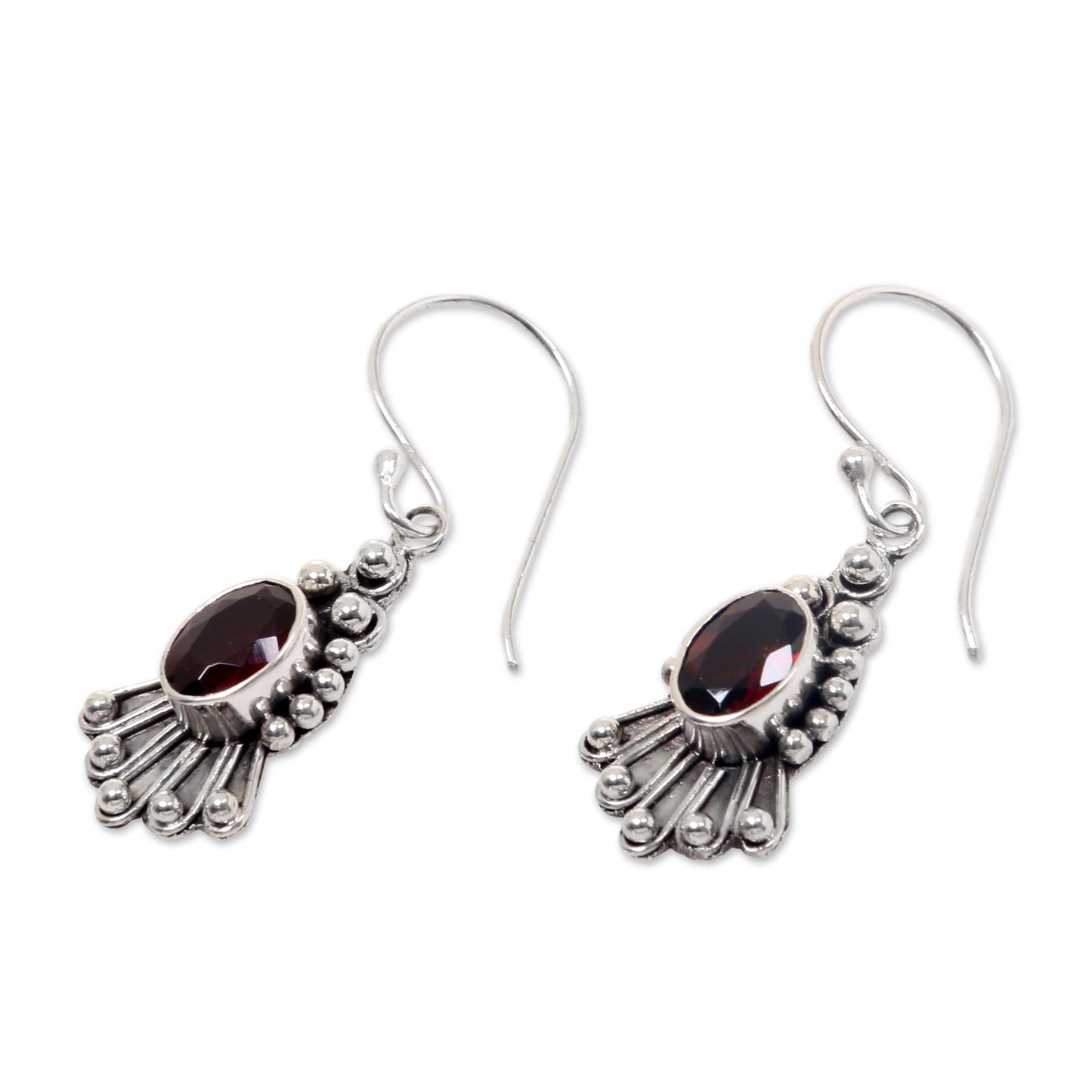 Red Goddess Handmade Sterling Silver Garnet Dangle Earrings