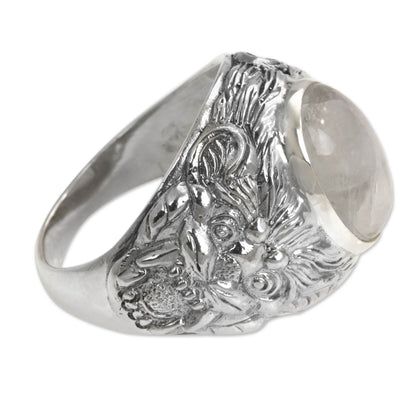 Lion Charisma Moonstone Men's Sterling Silver Ring
