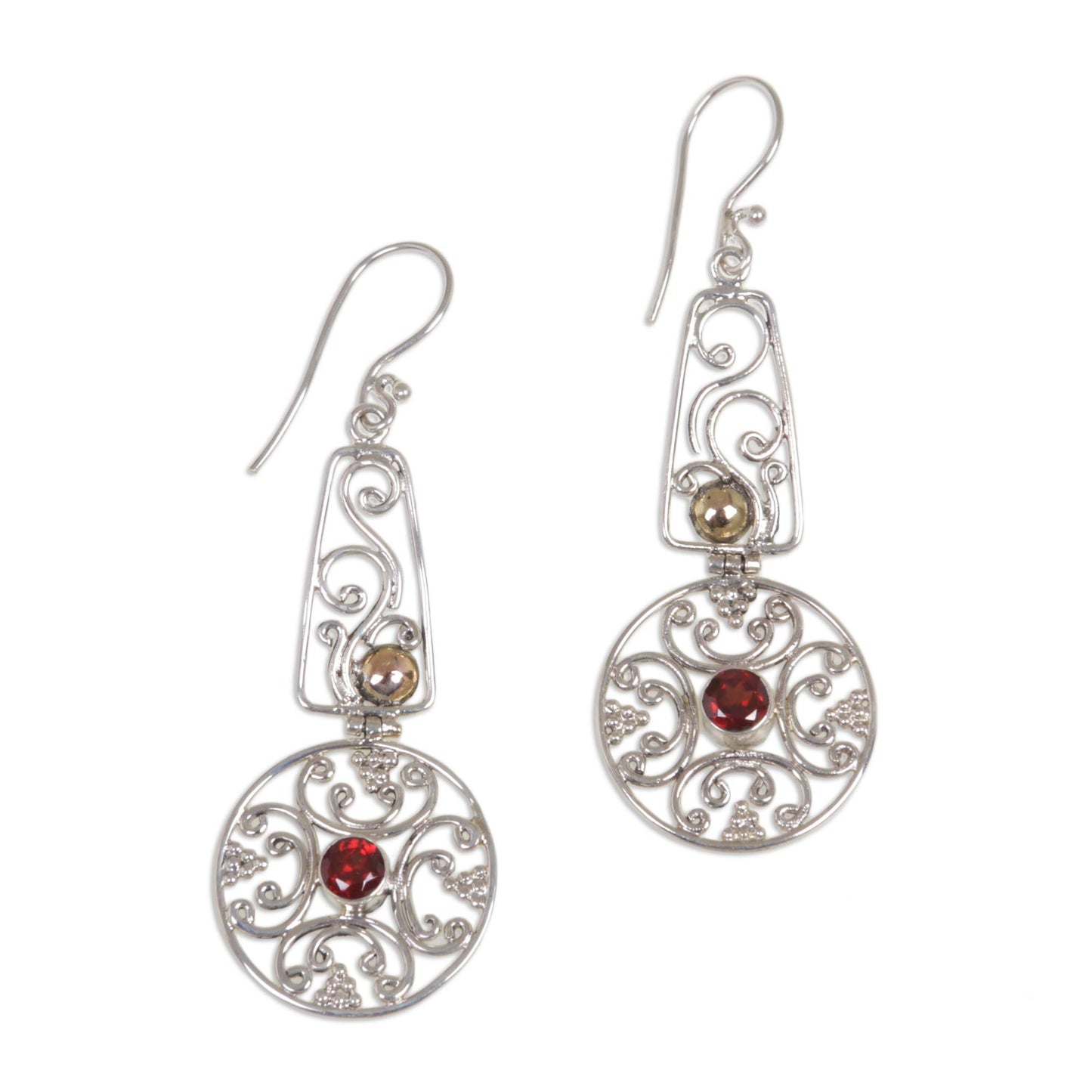 Rapture Gold accent garnet dangle earrings