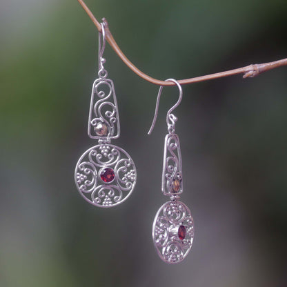 Rapture Gold accent garnet dangle earrings