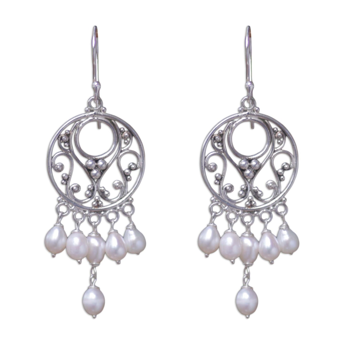 Moonbeams Pearl Sterling Silver Chandelier Earrings