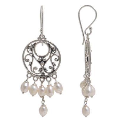 Moonbeams Pearl Sterling Silver Chandelier Earrings