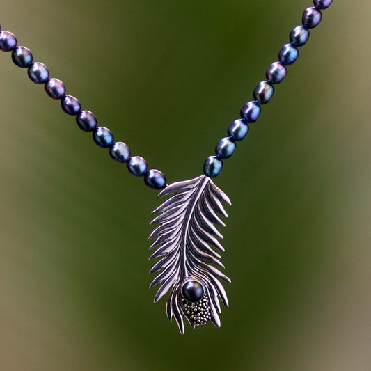 Dewdrops Black Pearl Silver Choker Necklace