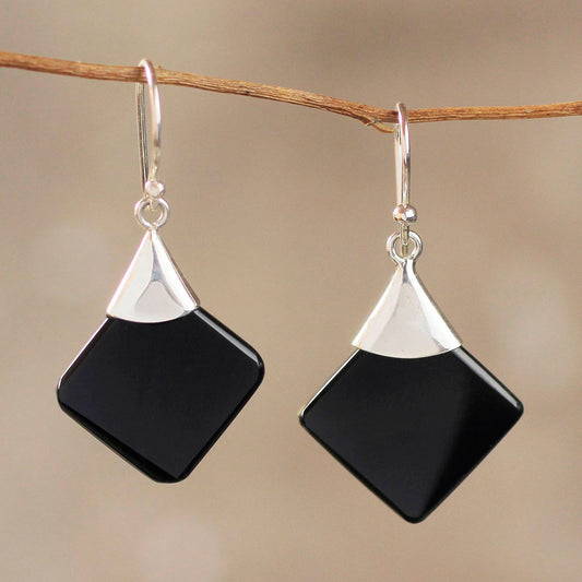 Synthesis Obsidian Sterling Silver Earrings