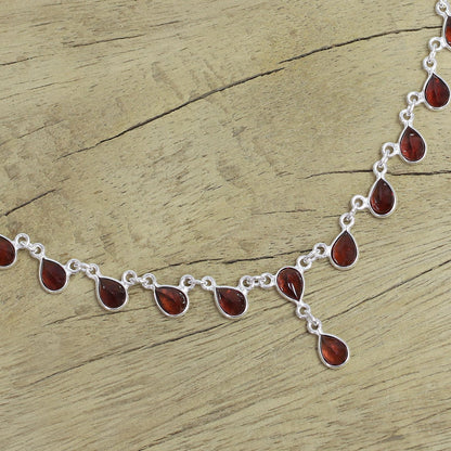 Scarlet Droplets Waterfall Necklace