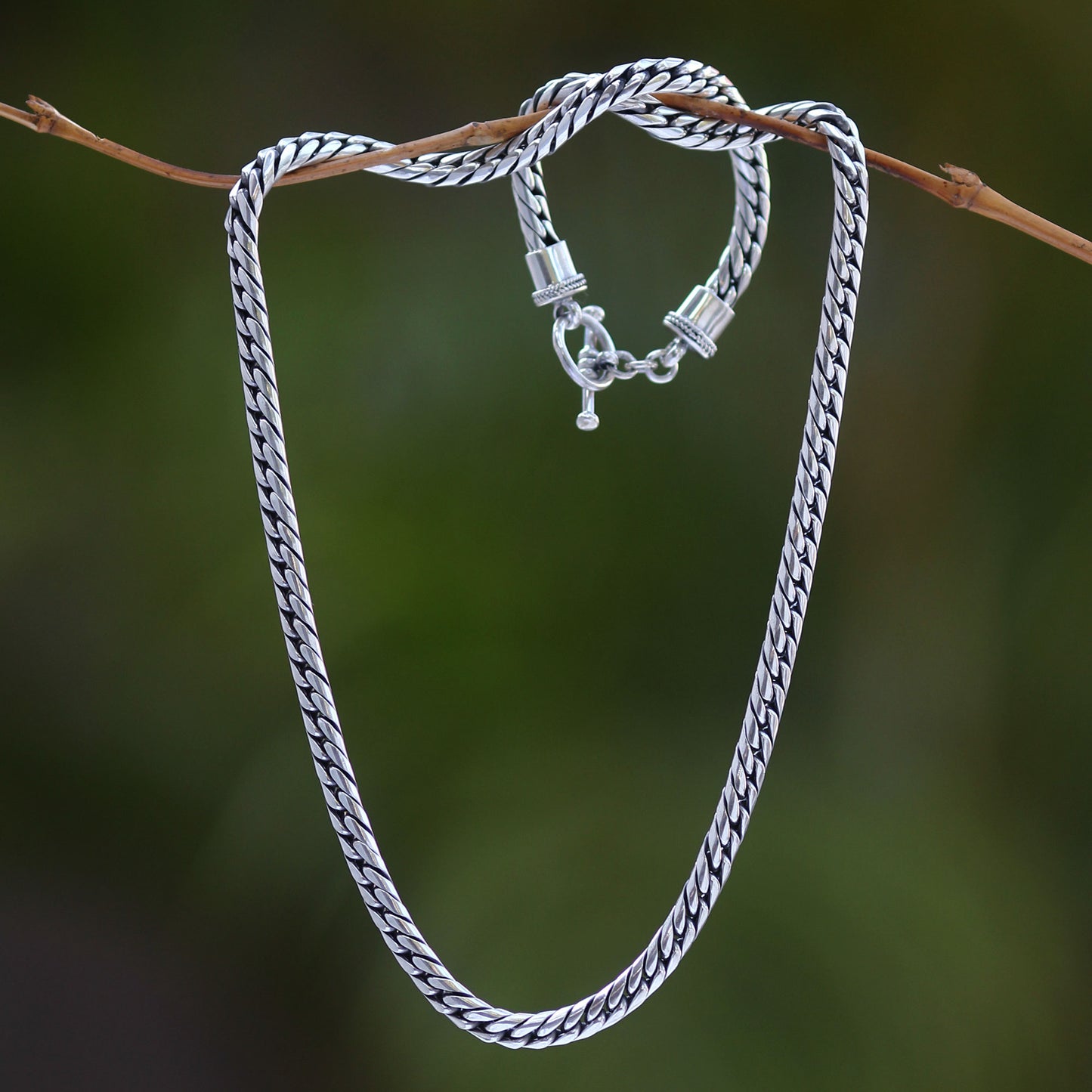 Sleek Men's Sterling Silver Chain Necklace