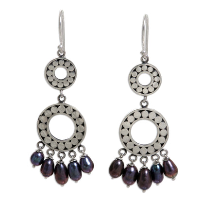 Eclipse in Black Pearl chandelier earrings