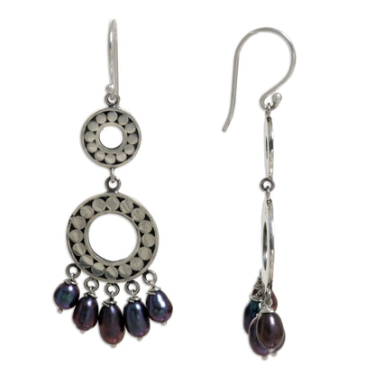 Eclipse in Black Pearl chandelier earrings