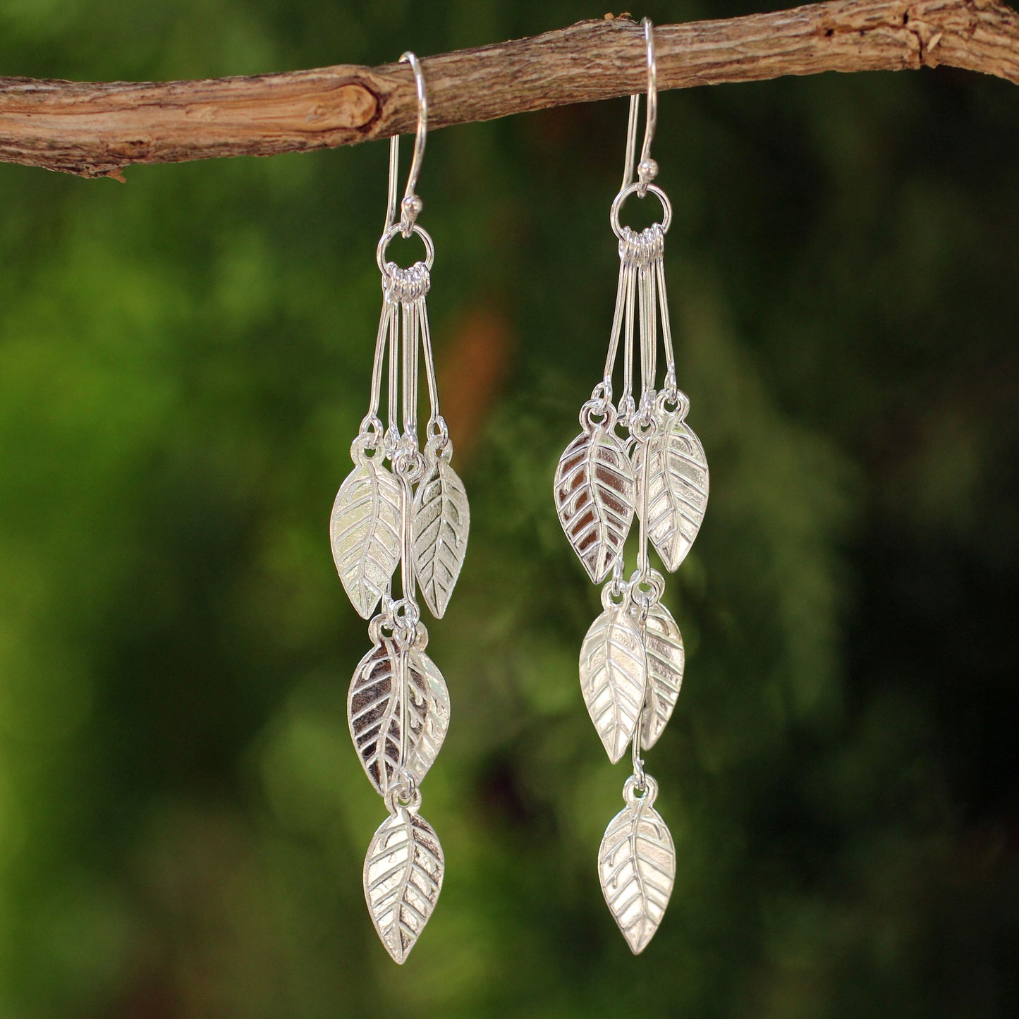 Leaf Chimes Sterling Silver Dangle Earrings