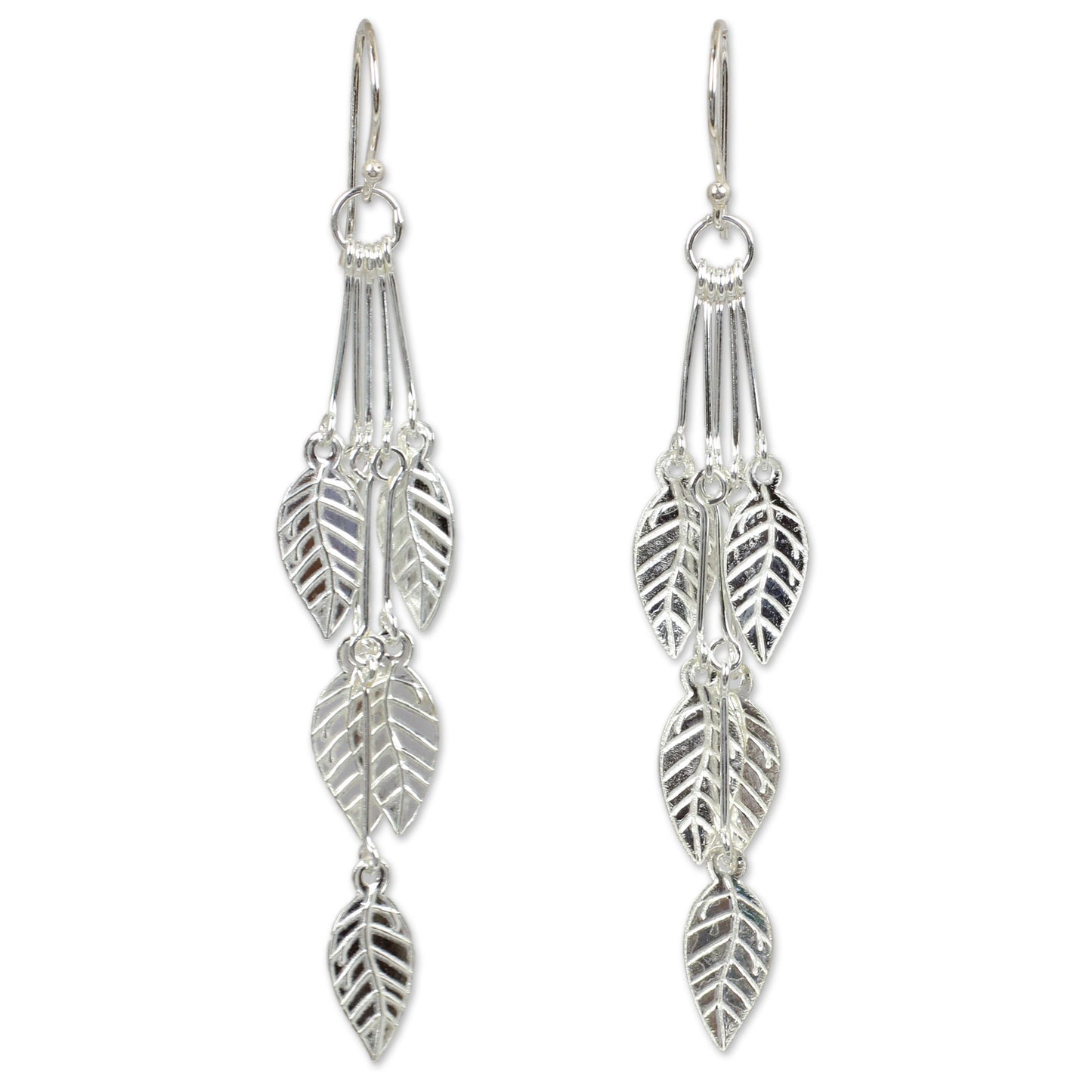 Leaf Chimes Sterling Silver Dangle Earrings