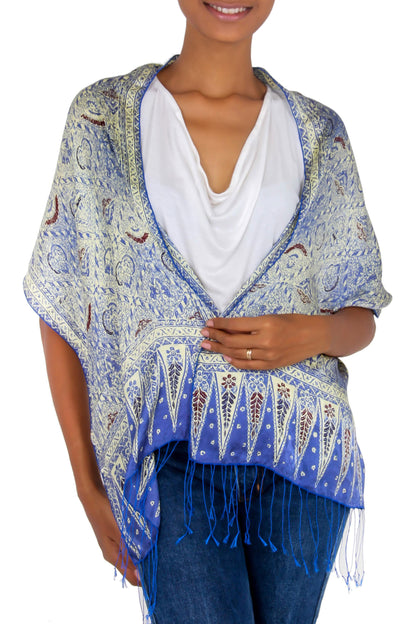 Royal Java Blue Silk Batik Scarf