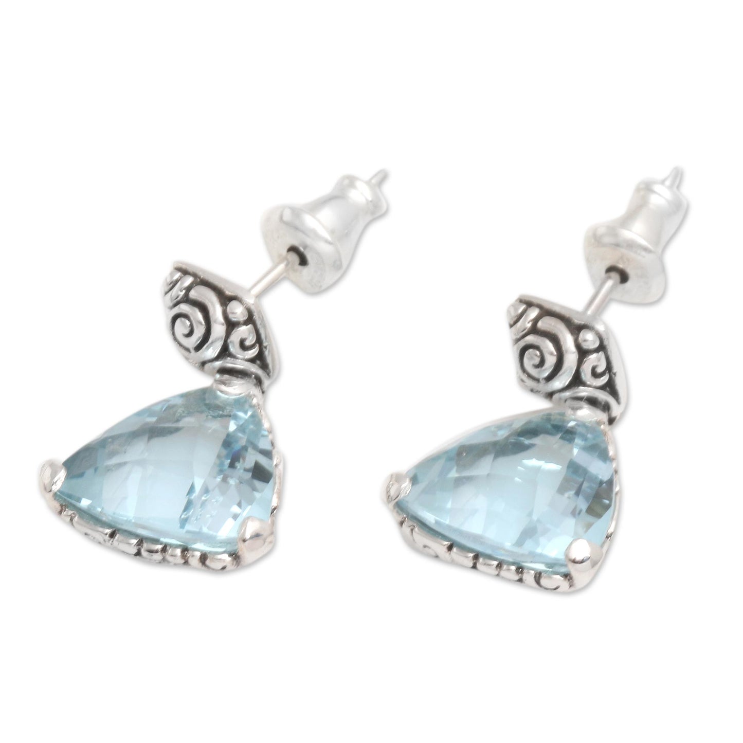 Mystic Trinity Blue Topaz Sterling Silver Dangle Earrings