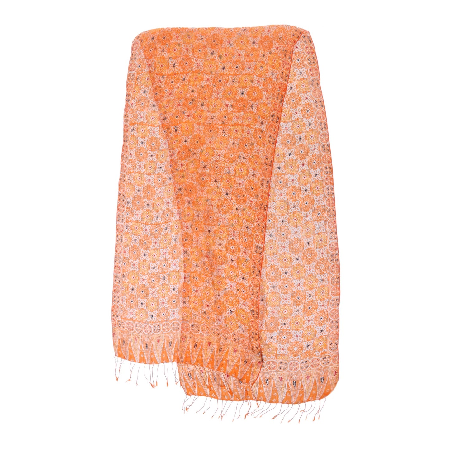 Orange Jasmine Hand-Made Silk Shawl