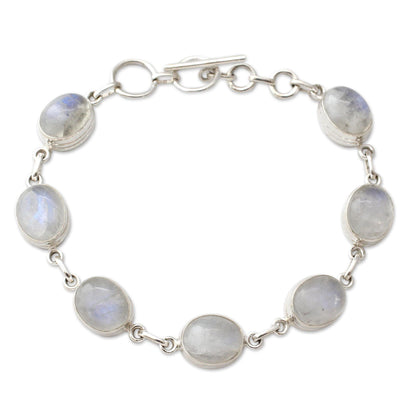 NOVICA - Moonstone Mysteries Silver Link Bracelet