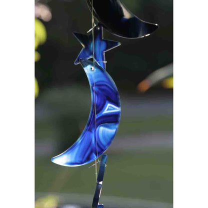 Blue Moon & Stars Dyed Blue Agate Wind Chimes