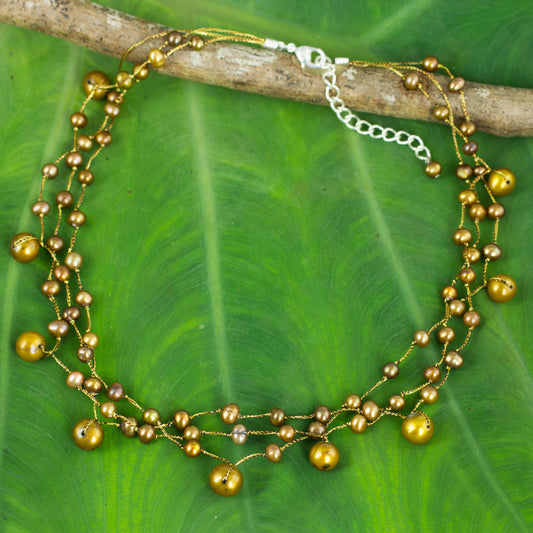 Cinnamon Glow Dyed Pearl Choker Necklace