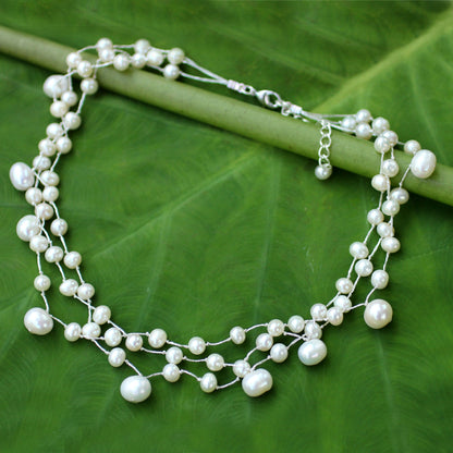 Moonlight Glow Multi-Strand Pearl Bridal Choker