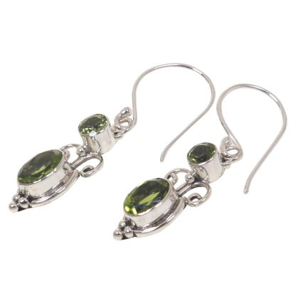 Crown Princess Peridot Sterling Silver Dangle Earrings