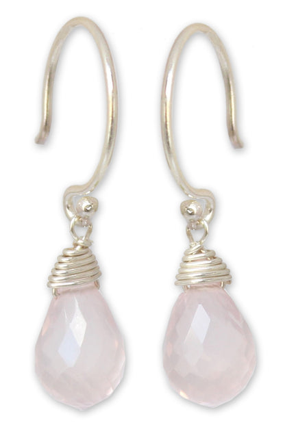 Dewdrops Rose Quartz & Silver Earrings