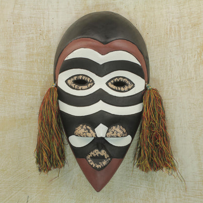 Zebra Monkey African Wood Mask