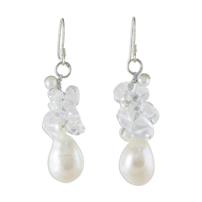 Icicles Pearl & Quartz Cluster Earrings