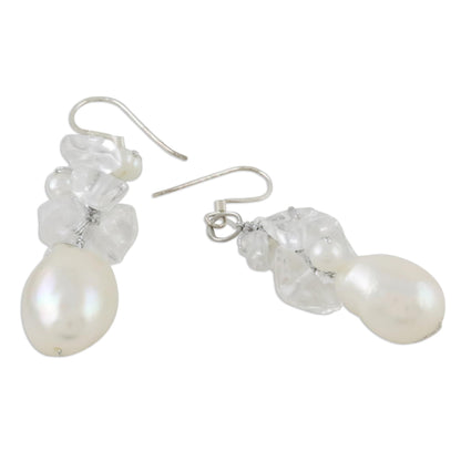 Icicles Pearl & Quartz Cluster Earrings