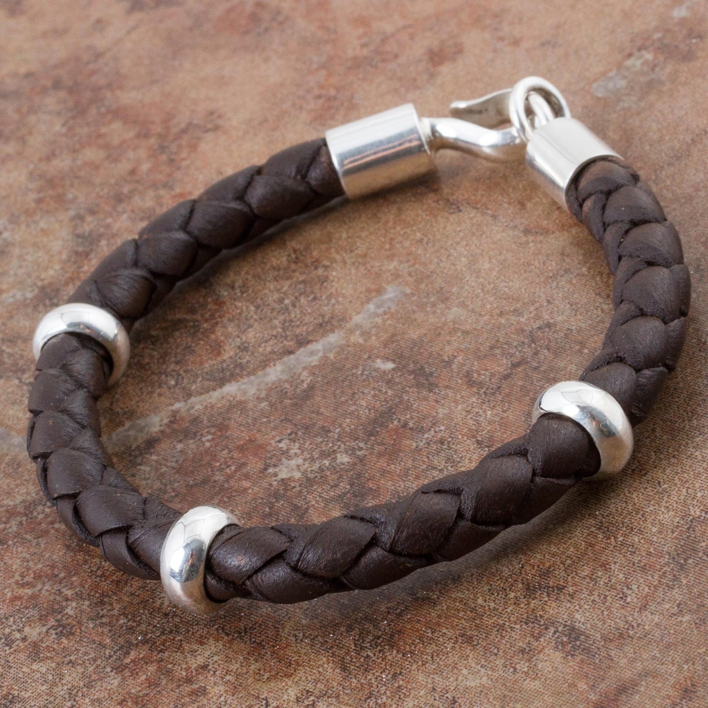 Bold Brown Men's Leather Bracelet