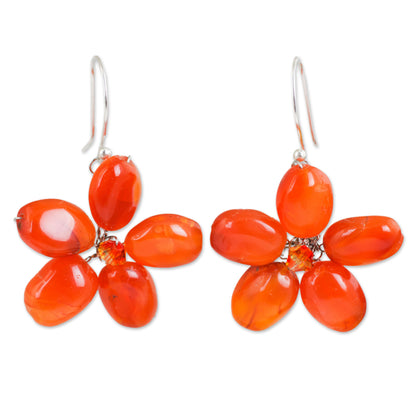 Mystic Daisy Silver & Carnelian Beaded Earrings