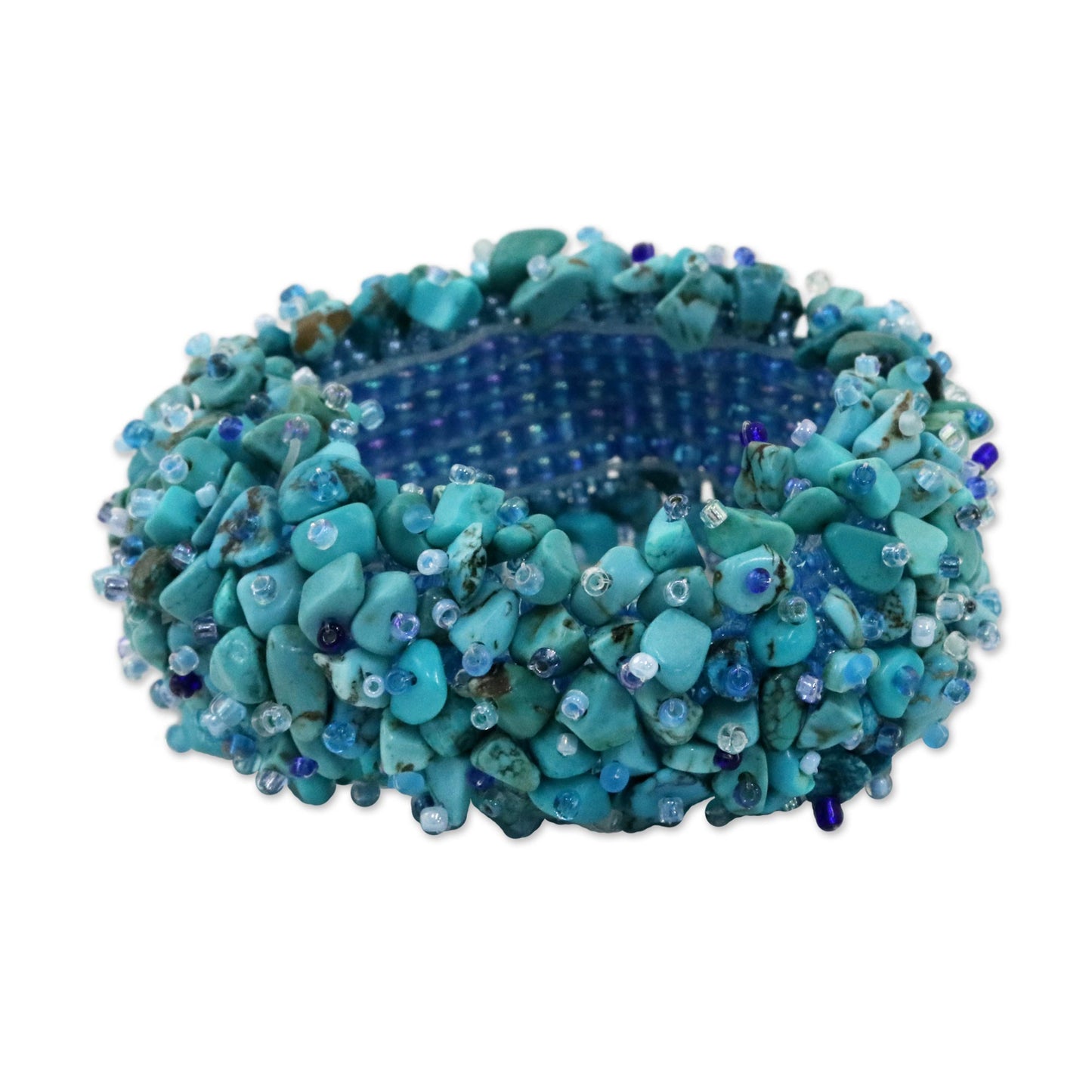 Beauty in Blue Turquoise Glass Beaded Bracelet