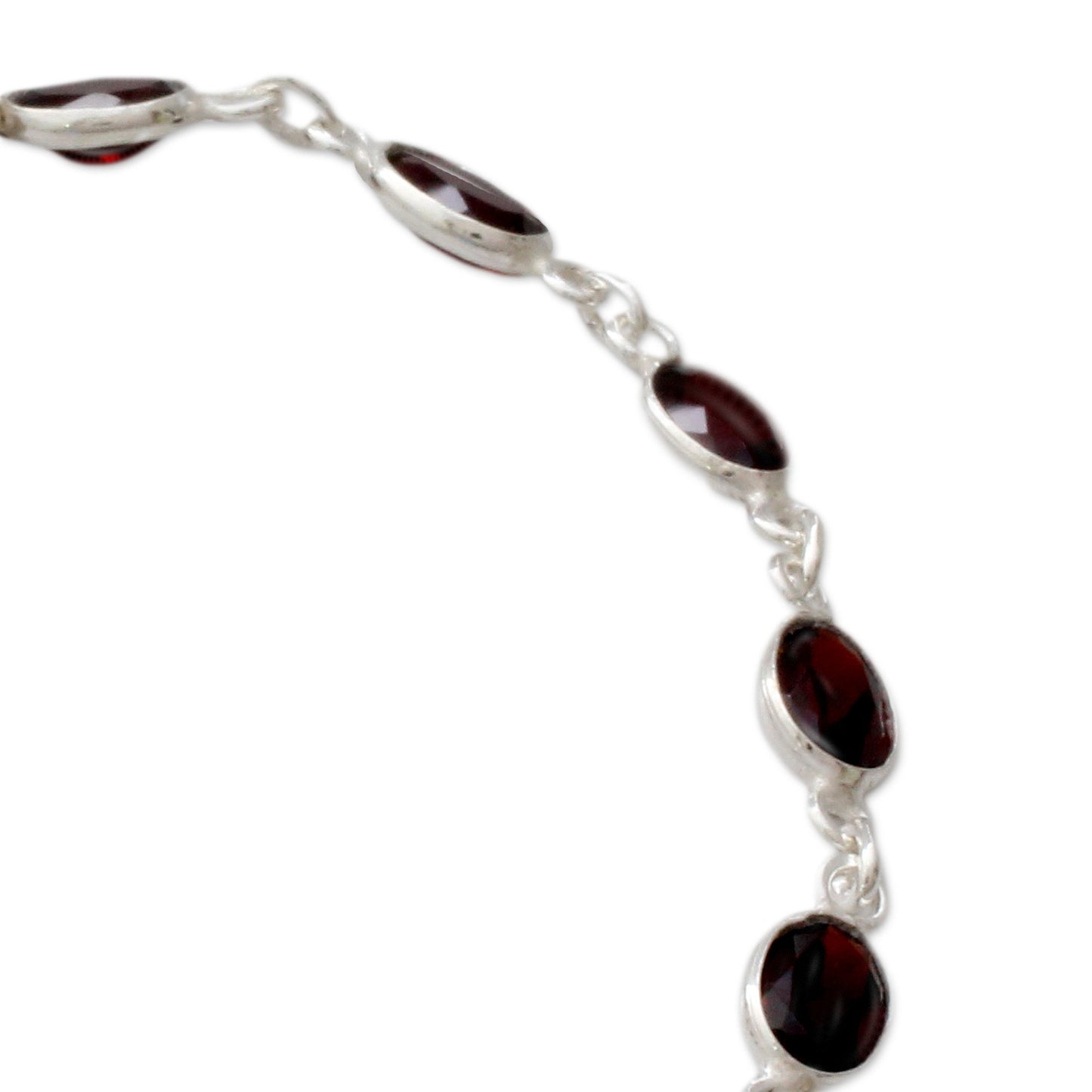 Romantic Red Garnet Silver Tennis Bracelet