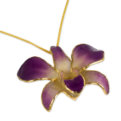 NOVICA - Pink And Purple Natural Orchid Flower Necklace