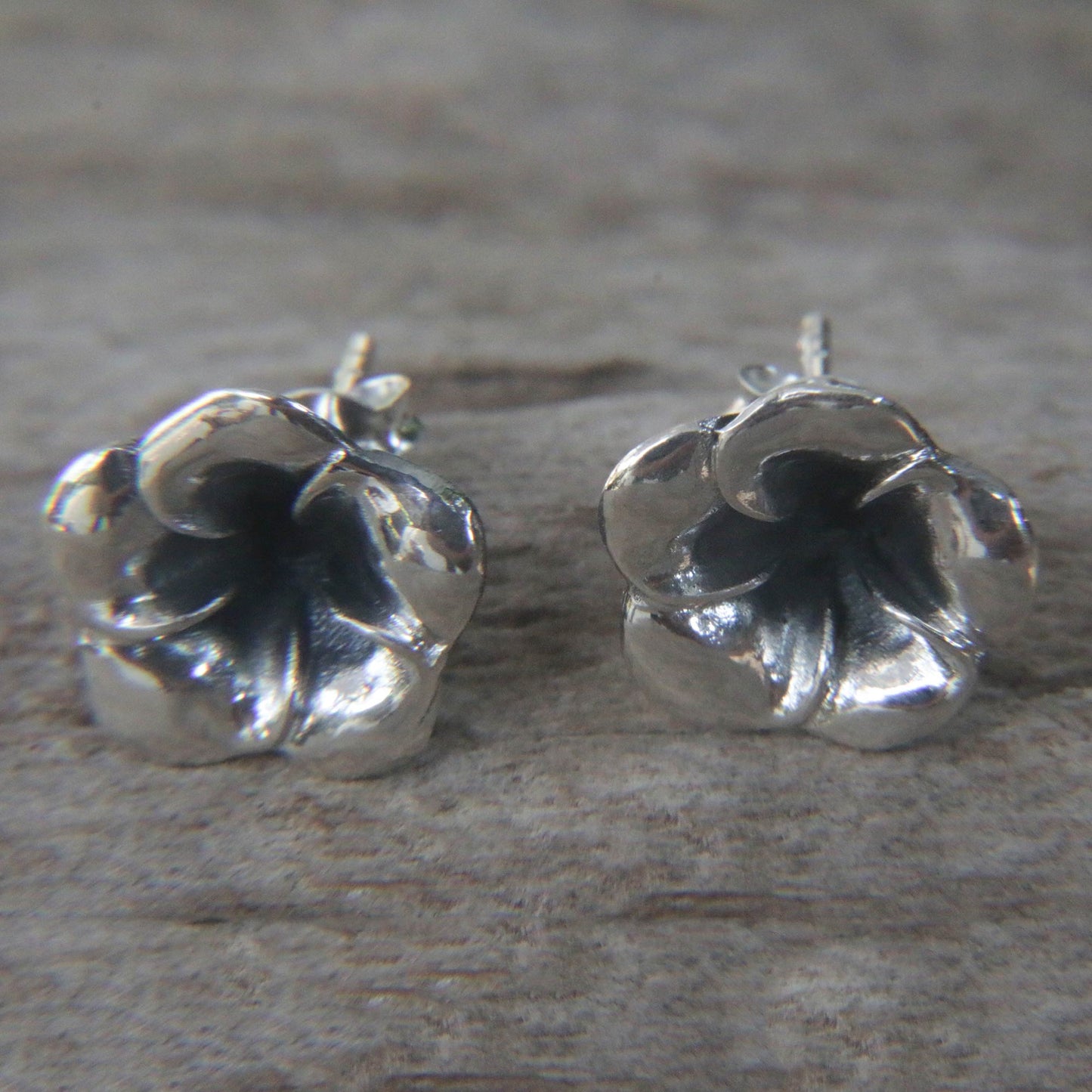 Sterling Silver Allamanda Flower Stud Earrings