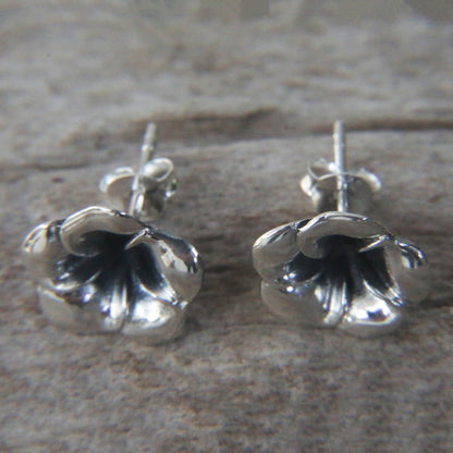 Sterling Silver Allamanda Flower Stud Earrings