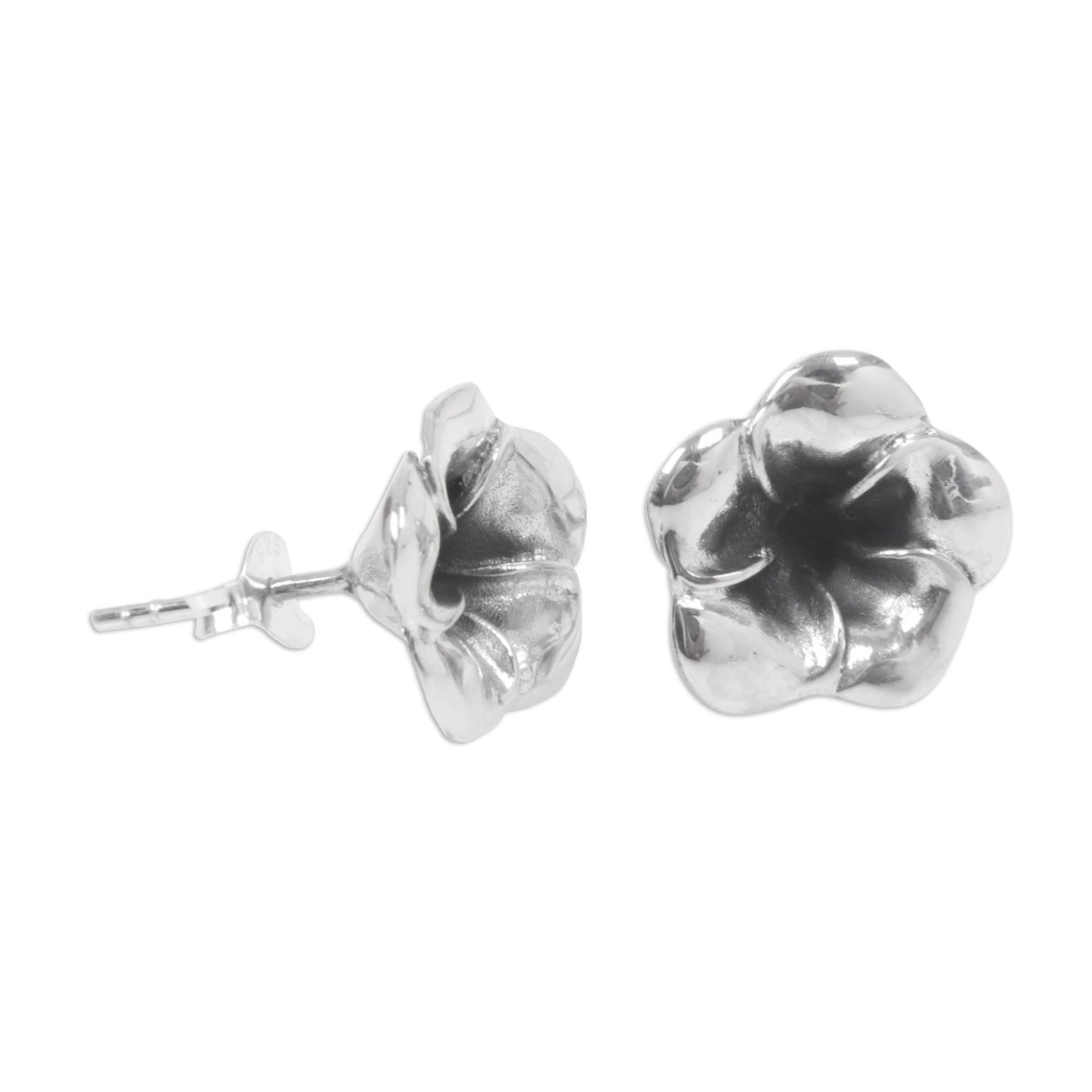 Sterling Silver Allamanda Flower Stud Earrings