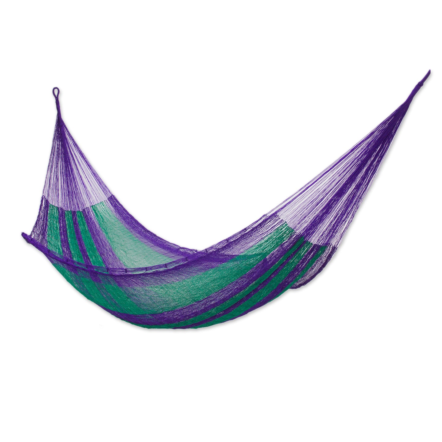 Green Vineyard Mexico Handmade Mayan Rope Style Single Nylon Hammock