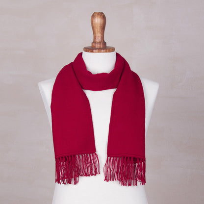 Cherry Wine Red Alpaca Blend Scarf