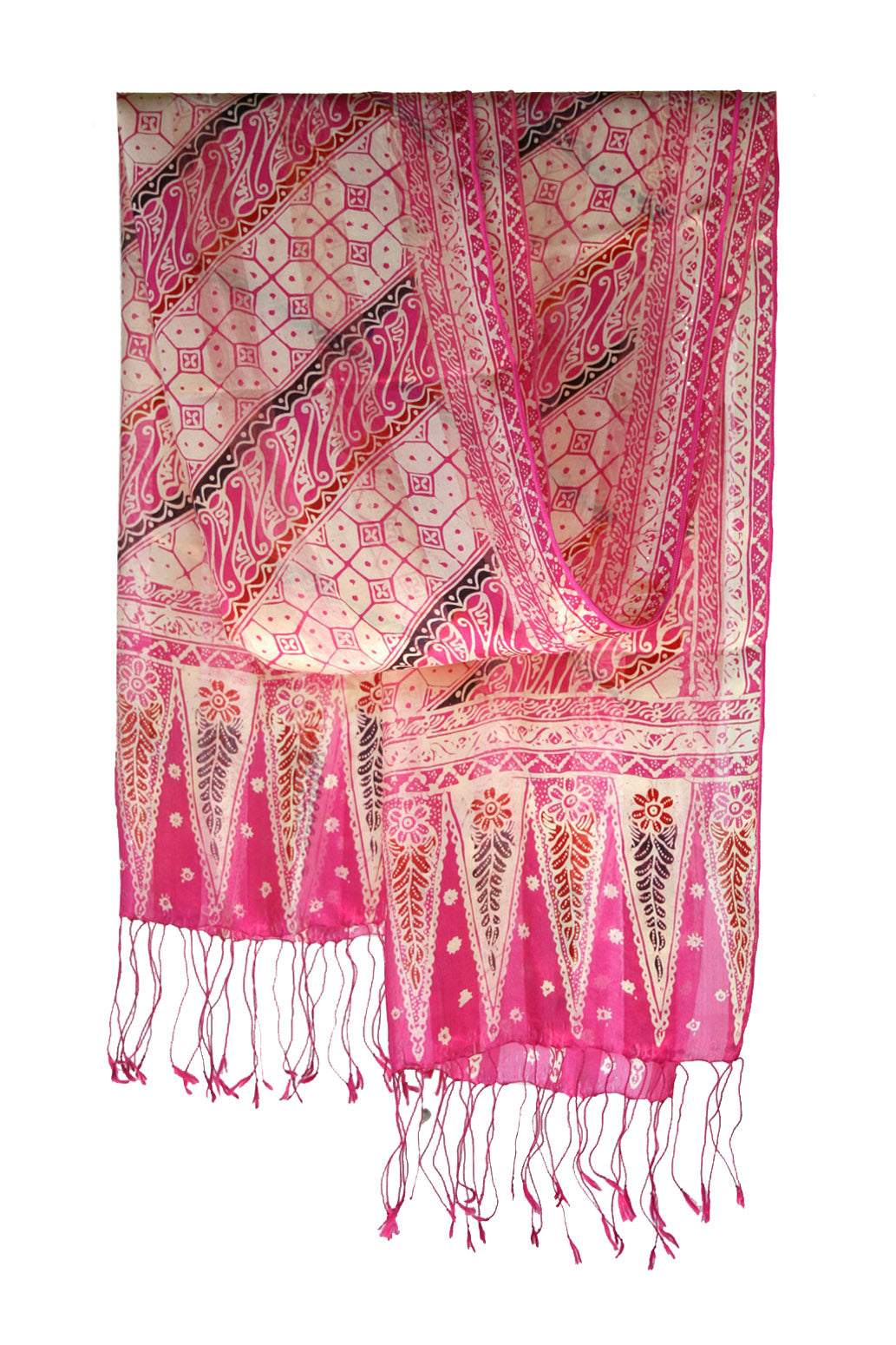 Pink Fantasy Silk Batik Scarf