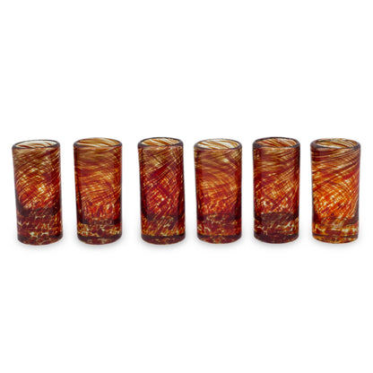 Ripe Ruby Swirl Recycled Glass Shot Glasses