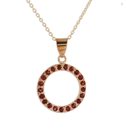 Cycle of Life Garnet & Gold Plated Sterling Silver Necklace