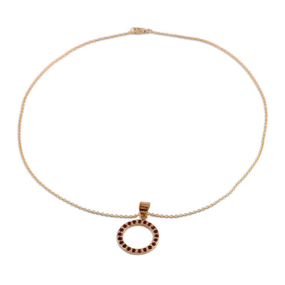Cycle of Life Garnet & Gold Plated Sterling Silver Necklace