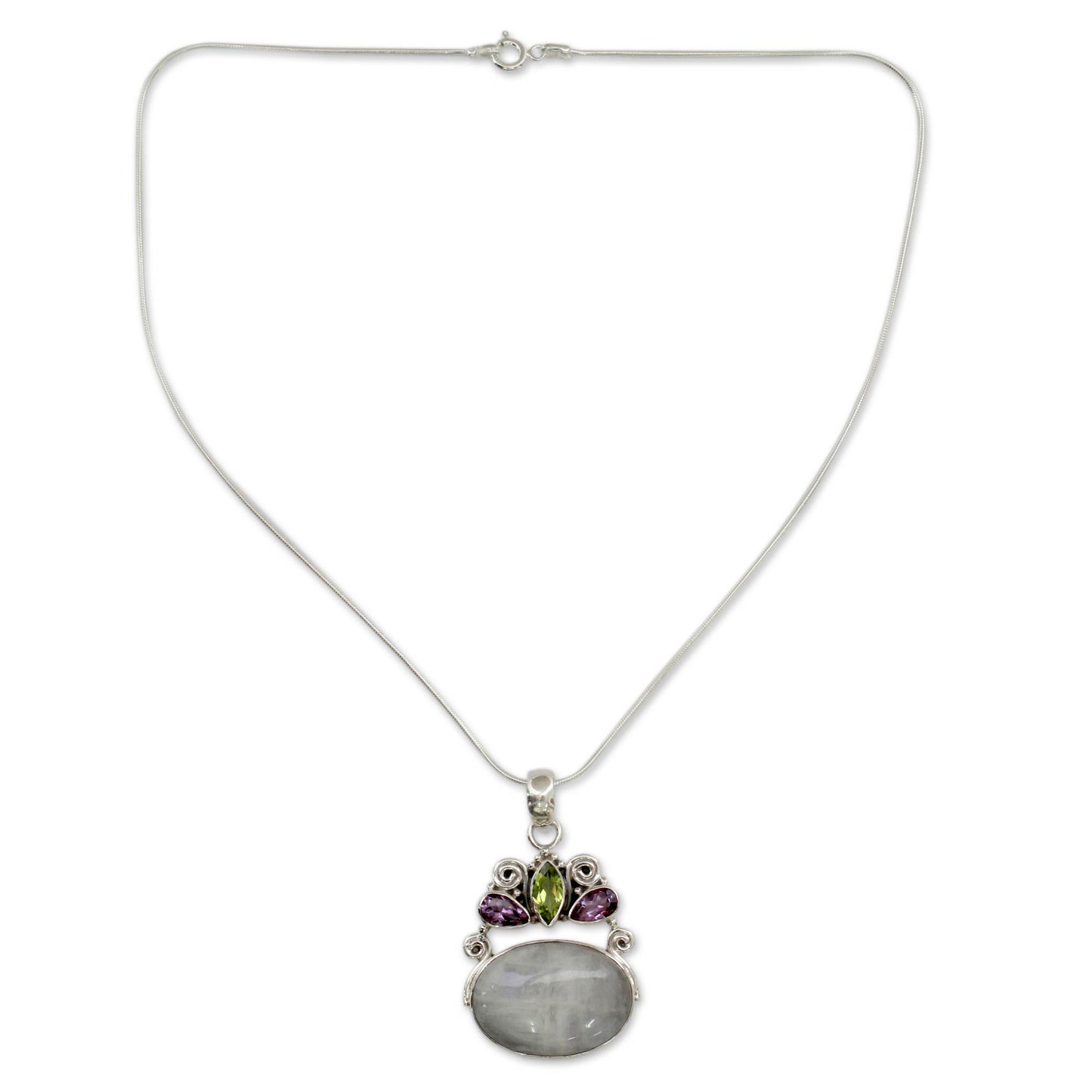 Aura Rainbow Moonstone Pendant Necklace