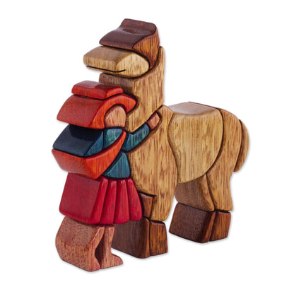 Love My Llama Cedar & Mahogany Sculpture