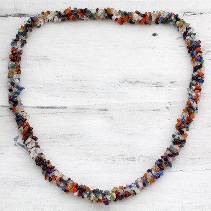 Rainbow Long Beaded Multigem Necklace