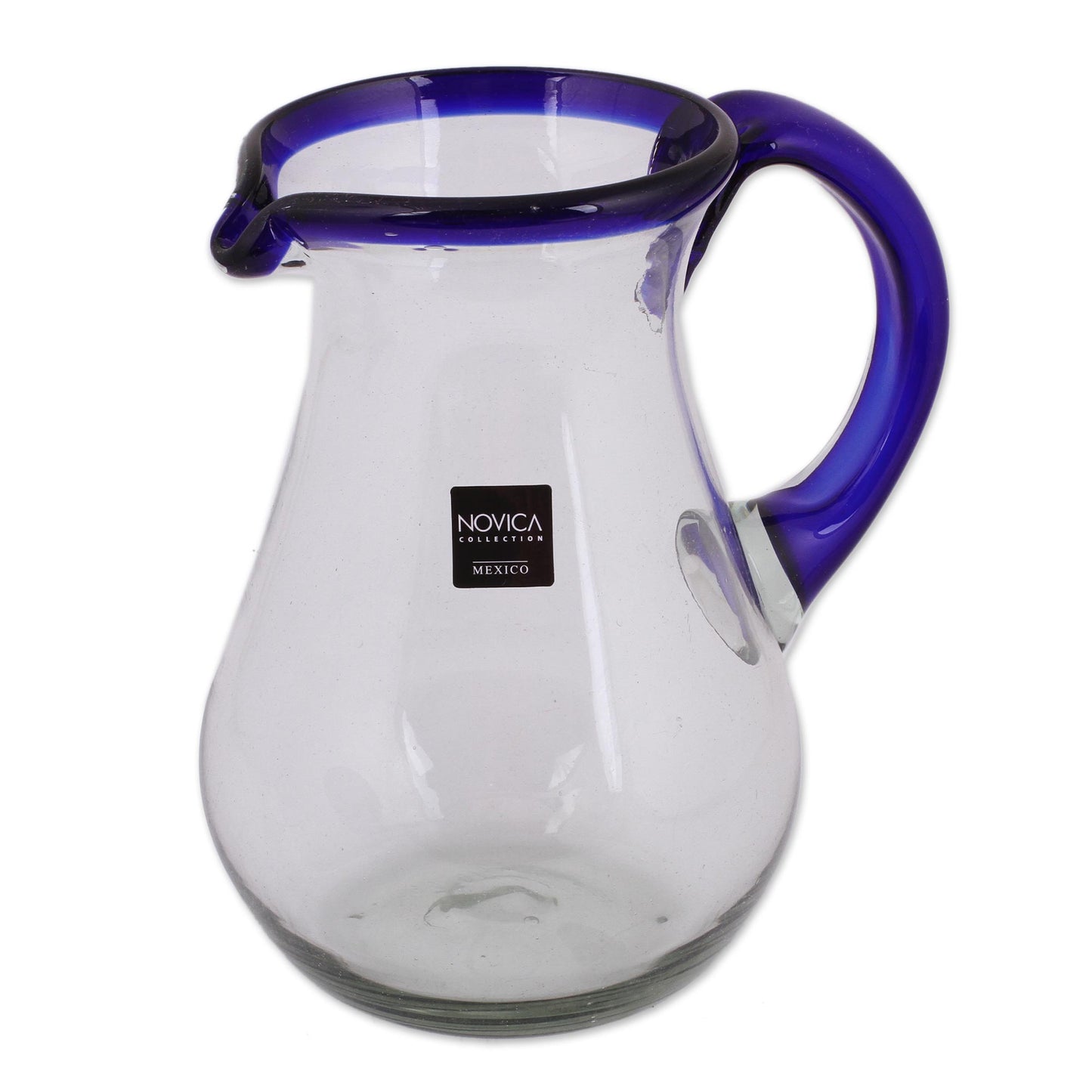 Blue Grace Artisan Crafted Pitcher Classic Mexican Handblown Glass