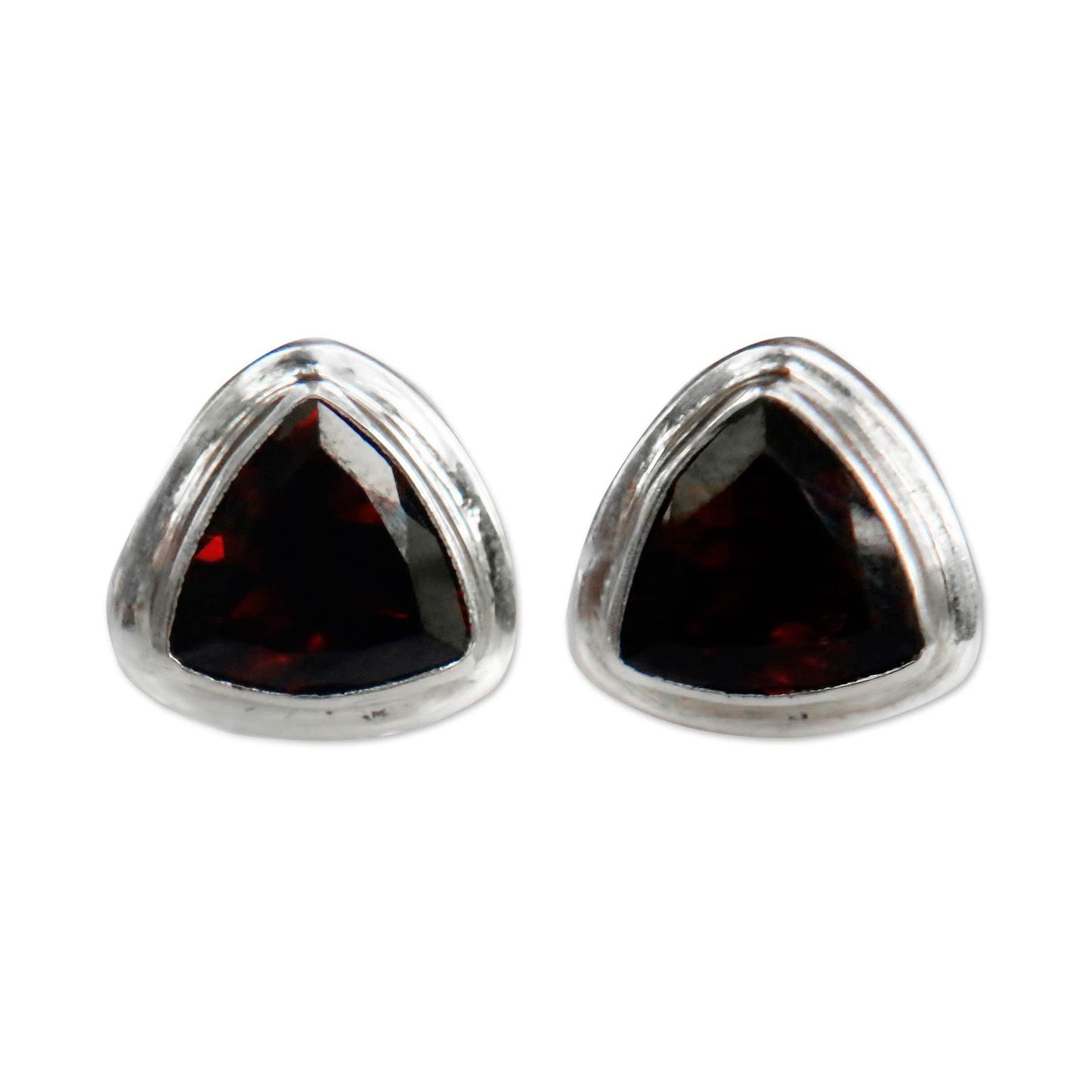 Crimson Trinity Sterling Silver Garnet Stud Earrings