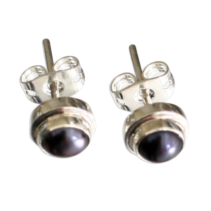 Eclipsed Moon Handmade Gray Pearl Sterling Silver Earrings