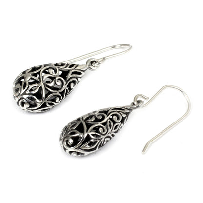 Forest Vines Sterling Silver Teardrop Earrings