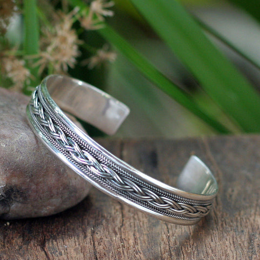 Sterling Silver Braided Cuff Bracelet