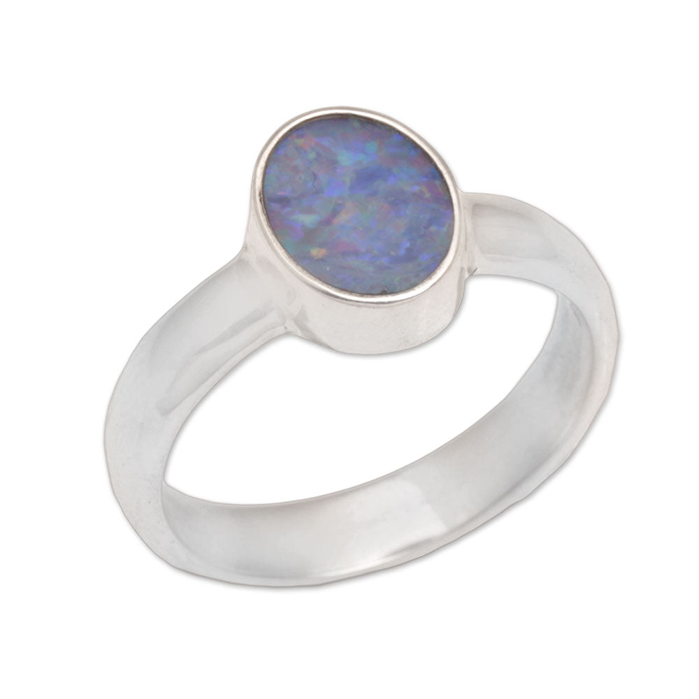 Intensity Sky Blue Opal Sterling Silver Ring